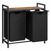 Koš za perilo, koš za perilo 2 x 46 litrov, 73 x 33 x 72 cm, rustikalno rjav - | VASAGLE