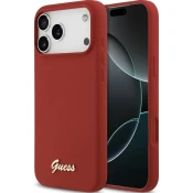 Maska Guess Silicone Script Metal Logo MagSafe Phone Case Cover za iPhone 17 Pro Max crvena