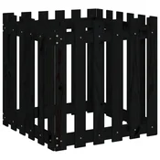 Vidaxl Vrtno korito z ograjico črno 60x60x60 cm trdna borovina