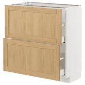 METOD / MAXIMERA Podni element,2 fioke, bela/Forsbacka hrastovina, 80x37 cm