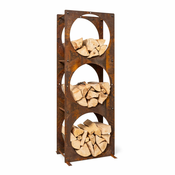 Blumfeldt Trio Circulo, stalak za drvo, 55 × 160 × 30 cm, celik 3 mm, polica, zahrdali izgled