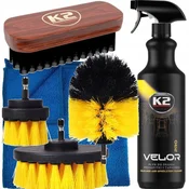 shumee K2 VELOR PRO TEKOČE ČISTILO + 4 KRTAČE ZA PRANJE IN ČIŠČENJE SEDEŽNEGA OBLAZINJENJA