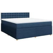 Vidaxl Box spring postelja z vzmetnico modra 180x200 cm blago