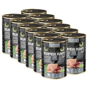 Super Rafi Cat Sterilised P&F Guinea fowl and Duck hearts 12 x 400 g