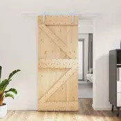 vidaXL Drsna vrata Naravna in bela 90 x 210 cm Trdna borovina