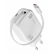 CellularLine Hišni polnilec navijalni GAN USB-C 30W, bel, (5000091237)