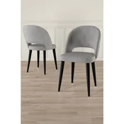 Hanah Home set trpezarijskih stolica Pane 6 kom, siva tkanina Babyface, crne metalne noge