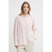 Lanena košulja Tommy Hilfiger boja: ružicasta, relaxed, s klasicnim ovratnikom, WW0WW41389