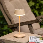 Konstsmide LED namizna svetilka za polnjenje Lyon, peščene barve, IP54, zatemnilnik, - Sodobni - Aluminij