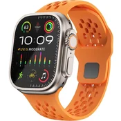 GS Silikonski pašček za Apple Watch 1/2/3/4/5/6/7/8/9/10/11/SE Ultra 1/2/3 42/44/45/46/49 mm, oranžen