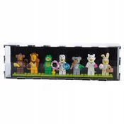 Vitrina s črnim ozadjem za 7 lego figuric, ščiti pred prahom in UV-žarki