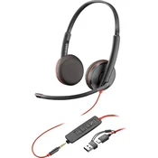 Slušalice HP Poly Blackwire 3225 Stereo USB-C Headset +3.5mm Plug +USB-C/A Adapter/8X229AA/crna