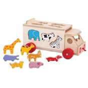 Bigjigs Toys Drevené auto so zvieratkami