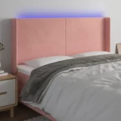 Vidaxl vidaXL Vzglavje postelje z LED svetlo roza 163x16x118/128 cm žamet