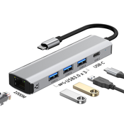 INF 5-v-1 Gigabitna priklopna postaja z ethernetnim priključkom in zvezdiščem USB 3.0, (21751761)