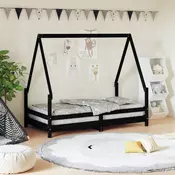 Vidaxl vidaXL Otroški posteljni okvir črne barve 80x160 cm borov les