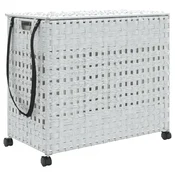 Vidaxl Košara za perilo s kolesi bela 66x35x60 cm ratan