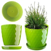 KADAX Cvetlični lonec s stojalom, okrogel, zelen, 20 cm, plastika