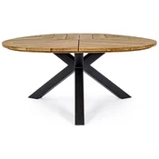 Casa Padrino luxury garden table natural/black A� 160 x H. 77 cm - Garden dining table with teak top and aluminum legs - Garden & patio table - Luxury garden & patio furniture