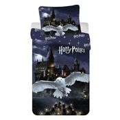 Temno modra/siva enojna otroška posteljnina iz mikrovlaken 140x200 cm Harry Potter Hogwarts Night – Jerry Fabrics
