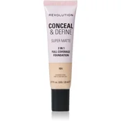 Makeup Revolution Conceal & Define matirajoči tekoči puder odtenek F3N 23 ml