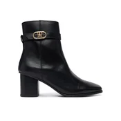 Tommy Hilfiger Škornji Th Strap Leather Block Heel Boot FW0FW09488 Črna