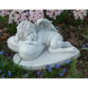 Casa Padrino Art Nouveau decorative sculpture angel gray 26 x 22 x H. 15 cm - Elegant decorative stone figure - Living room decoration - Garden decoration