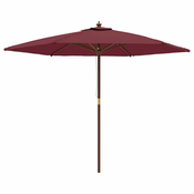 Vrtni suncobran s drvenim stupom bordo 299x240 cm
