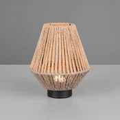 Reality Leuchten LED namizna svetilka Lira, rjava, papirna preja, višina 22 cm - spalnica - rjava, naravna barva - Tkanine/tekstil