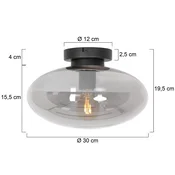Steinhauer Stropna svetilka Reflexion, O 30 cm, steklo, črna/dimno siva - Dnevna soba/jedilnica - dimno siva, črna