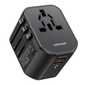 USAMS OMREŽNI ADAPTER USAMS. 2XUSB 1XUSB-C T59 20W 4V1 ZA ZDA/AU/EU/UK ČRNA, (21977049)