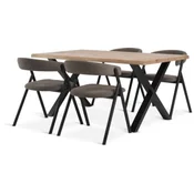 ROSLEV D160 sto natur hrast + 4 HINDEVAD svetlo braon