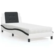 vidaXL vidaXL Postelja z vzmetnico bela in črna 90x190 cm umetno usnje, (21111677)