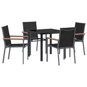 Vrtni set za objed 5 pcs Crna Celik s prahom