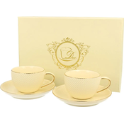 Duo Set 2 skodelic + krožnika Smetana, 120 ml, porcelan, darilna embalaža, 2704