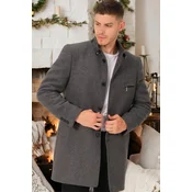 PLT8367 DEWBERRY MENS COAT-PLAIN LIGHT GREY