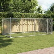 Kavez za pse s vratima sivi 4 x 2 x 1,5 m od pocincanog celika