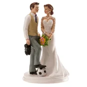 Dekora Porcelanska figurica za poroko na torti - Nogometni par 20 cm