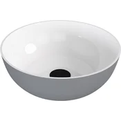 POLYSAN BANERA ROUND Prozoren Umivalnik, 39cm, Lit marmor, Mat Beli/Sivi