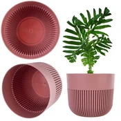 KADAX Cvetlični lonček 13 cm, okrogel, rebrast, roza, plastika