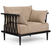 Casa Padrino luxury armchair beige/black H. 77.5 cm - Luxury living room furniture