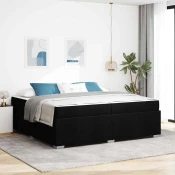vidaXL Konstrukcija postelje z vzmetnico Črna 200 x 200 cm blago