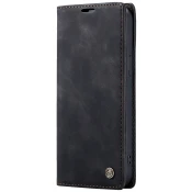 CaseMe Futrola preklopna za iPhone 15, koža, crna - Flip Leather Phone Case iPhone 15