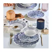 Jedilni set 24 kosov bela/modra/porcelan