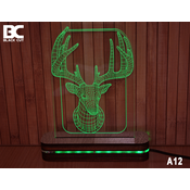 Black Cut 3D Lampa Jelen, Zelena