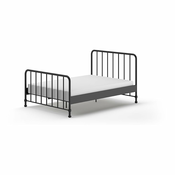 Črna kovinska postelja z letvenim dnom 140x200 cm BRONXX – Vipack