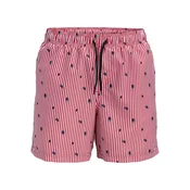 JJ Rebel by Jack & Jones kupaci šorc Hawaii Print za muškarce, crveno-beli, XL