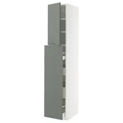 METOD / MAXIMERA Vis.elem. s izvl.funk. 4fi/1vr/2pol, bela/Nickebo mat sivozelena, 40x60x220 cm