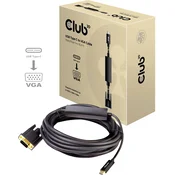 club3D club3D USB-C® / VGA adapterski kabel USB-C® vtič\, VGA 15-polni vtič 5.00 m črna CAC-1512 ognjevaren USB-C®-Display kabel, (20416858)