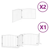 Vidaxl Ograda za pse z vrati zložljiva 8 panelov bela 640 cm les